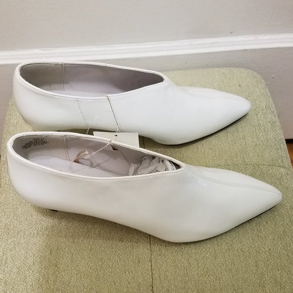 H&M White Patent Booties Ankle Boot Heels Shoes NWT EU 41 US 9 9.5 - Picture 1 of 5